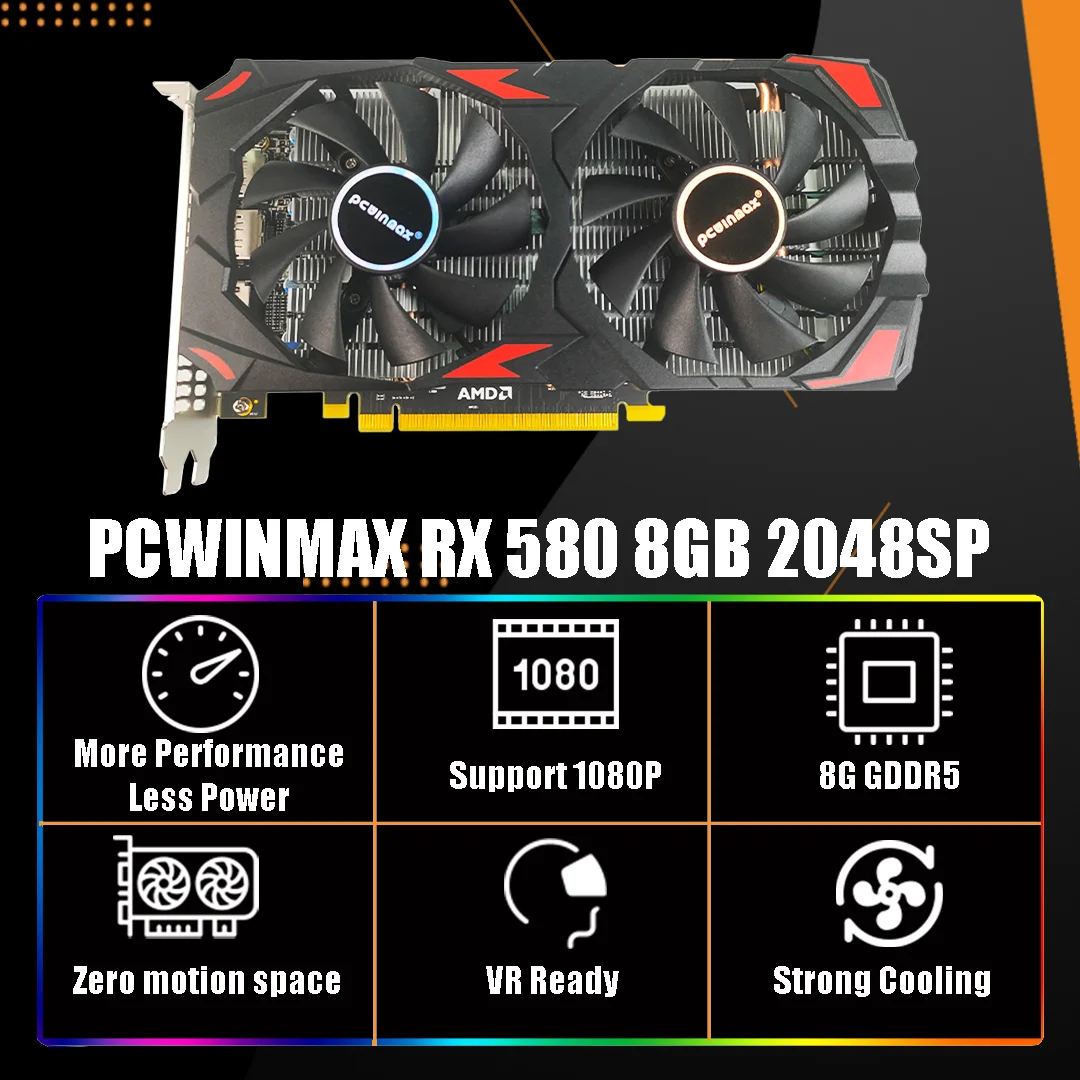 PCWINMAX New Radeon RX580 8GB  - огляд і ціна Rx 580 8Gb 2048Sp Gpu